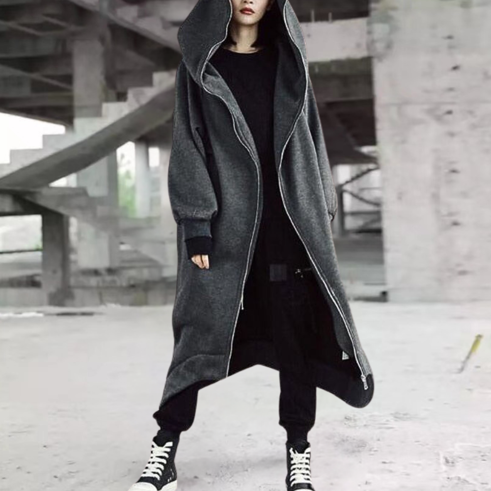 Oversized Damesjas met Capuchon en Ritssluiting voor Comfort en Stijl