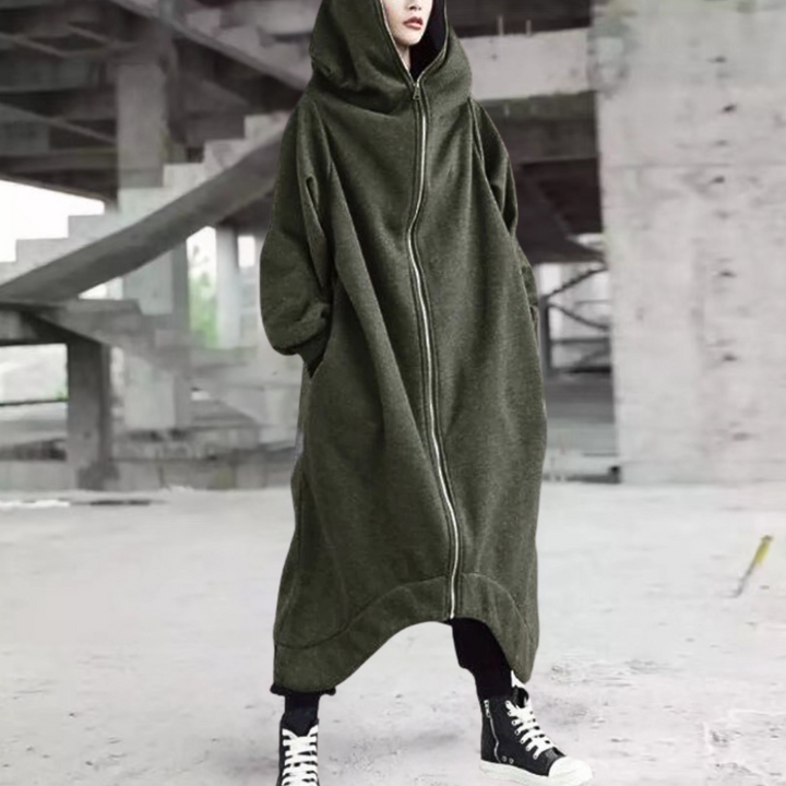 Oversized Damesjas met Capuchon en Ritssluiting voor Comfort en Stijl