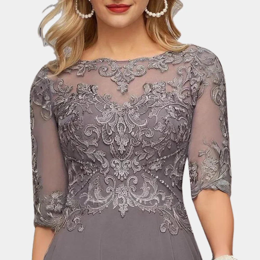 Elegante Chiffon Jurk met Enkellange Pasvorm – Tijdloze Klasse voor Speciale Gelegenheden