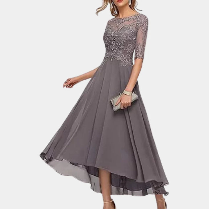 Elegante Chiffon Jurk met Enkellange Pasvorm – Tijdloze Klasse voor Speciale Gelegenheden