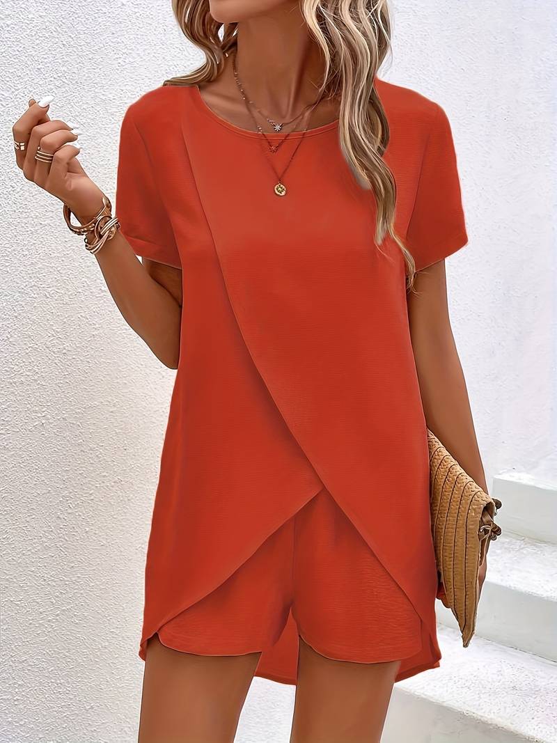 Zarissa Asymmetrische Top & Shorts Set – Zomerse Dames Outfit